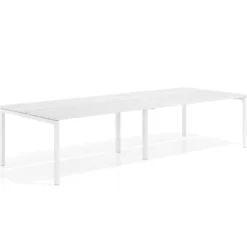 Mesa oficina multipuesto bench doble Kube, fondo 126 cm, estructura blanco