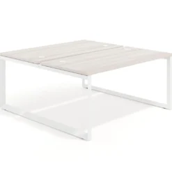 Mesa oficina multipuesto bench Delta fondo 166cm estructura blanca