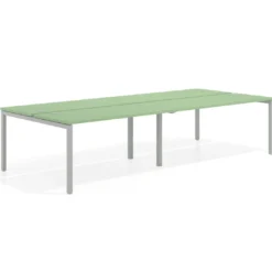 Mesa oficina multipuesto bench doble Kube, fondo 142cm, estructura aluminio