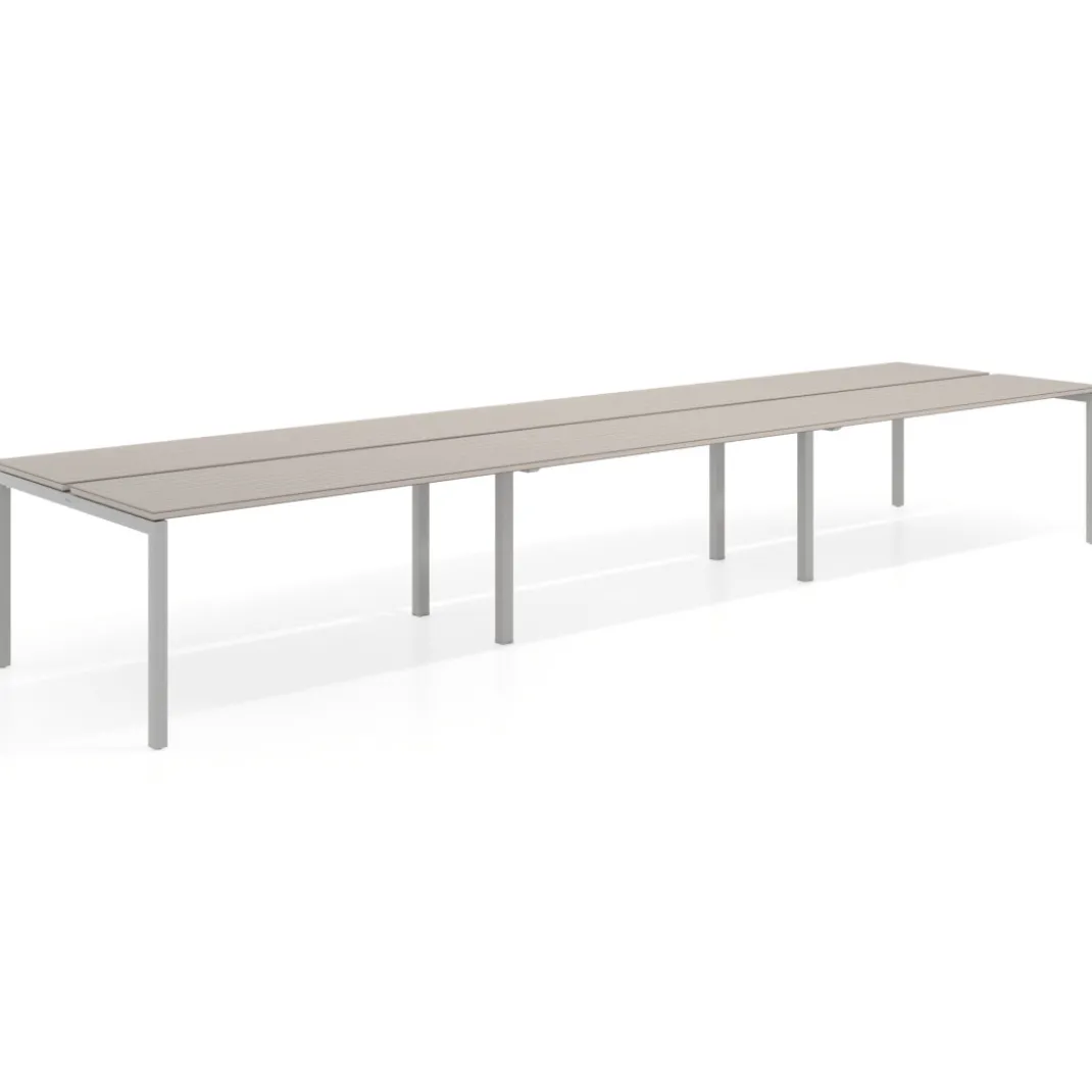 Mesa oficina multipuesto bench triple Kube, fondo 126 cm, estructura aluminio