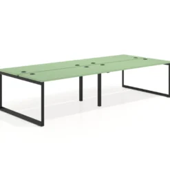 Mesa oficina multipuesto bench Delta doble, fondo 142cm, estructura negra