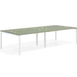Mesa oficina multipuesto bench doble Kube, fondo 142cm, estructura blanco