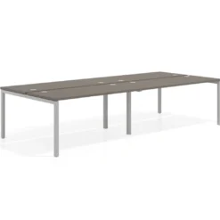 Mesa oficina multipuesto bench doble Kube, fondo 142cm, estructura aluminio