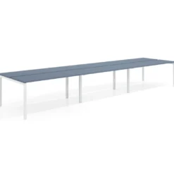 Mesa oficina multipuesto bench triple Kube, fondo 126 cm, estructura blanco