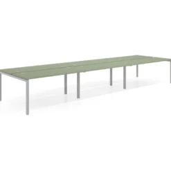 Mesa oficina multipuesto bench triple Kube, fondo 142cm, estructura aluminio