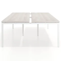 Mesa oficina multipuesto bench Kube doble, fondo 166 cm, estructura blanco
