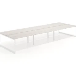 Mesa oficina multipuesto bench Delta triple, fondo 166cm estructura blanca