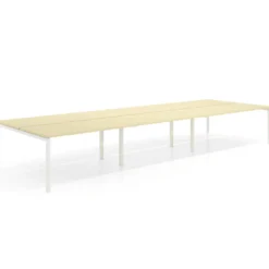 Mesa oficina multipuesto bench Kube triple, fondo 166 cm, estructura blanco