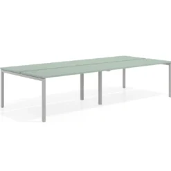 Mesa oficina multipuesto bench doble Kube, fondo 142cm, estructura aluminio