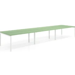 Mesa oficina multipuesto bench triple Kube, fondo 126 cm, estructura blanco