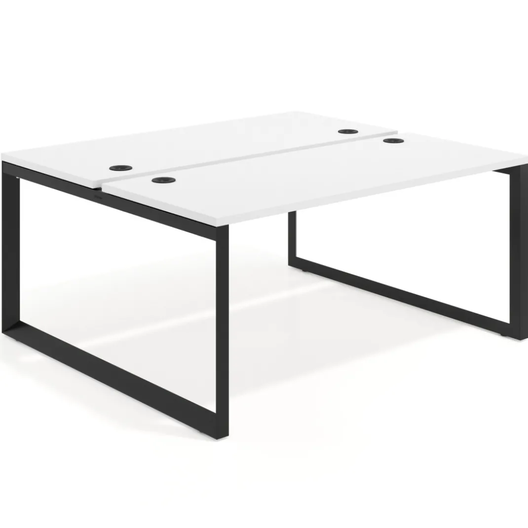 Mesa oficina multipuesto bench Delta fondo 142cm estructura negra