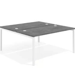 Mesa oficina multipuesto bench Kube fondo 166 cm estructura blanca