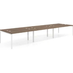 Mesa oficina multipuesto bench triple Kube, fondo 142cm, estructura blanco