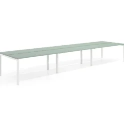 Mesa oficina multipuesto bench triple Kube, fondo 126 cm, estructura blanco
