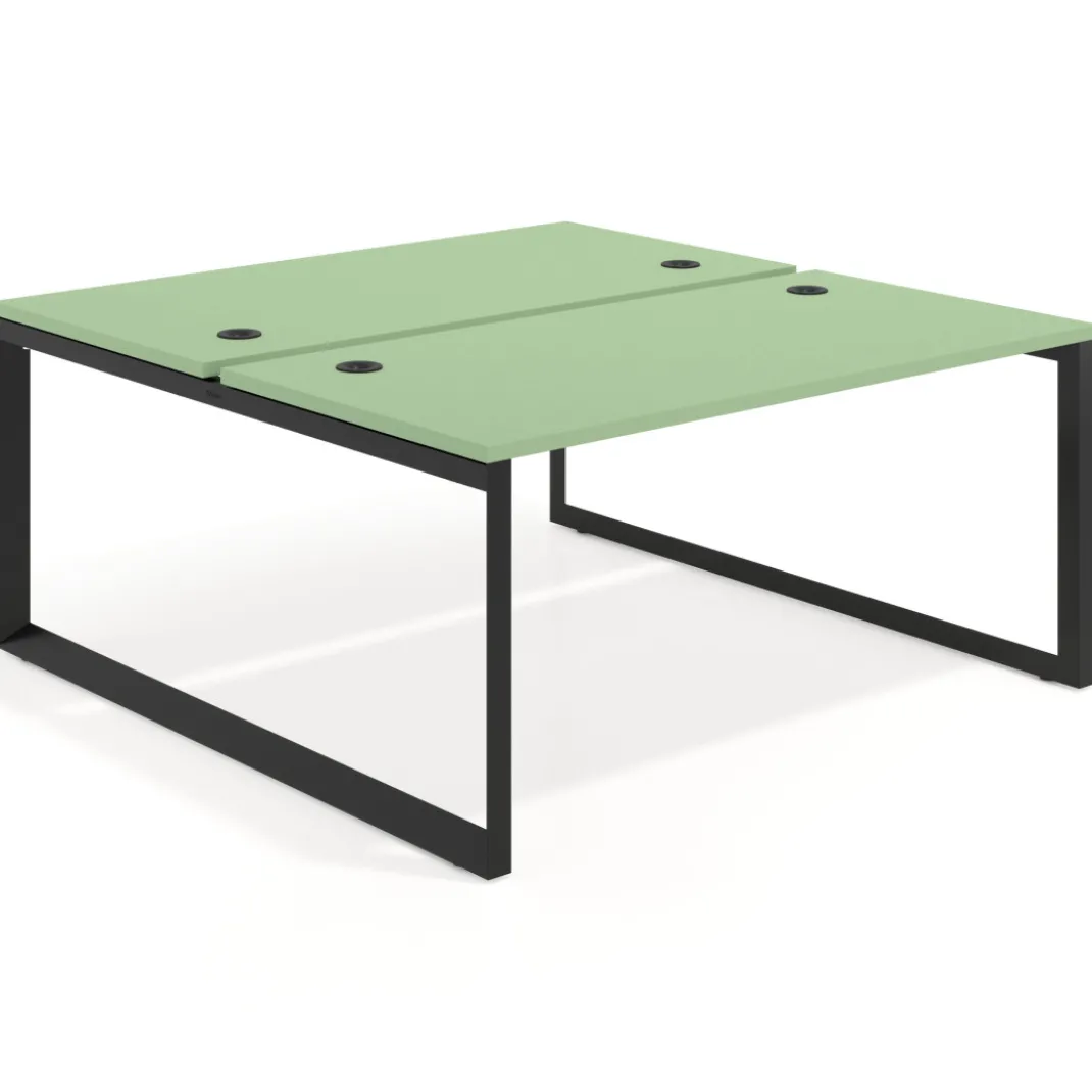 Mesa oficina multipuesto bench Delta fondo 166cm estructura negra