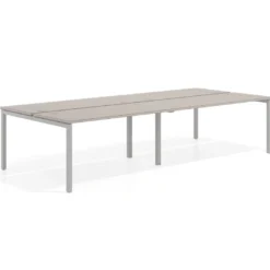 Mesa oficina multipuesto bench doble Kube, fondo 142cm, estructura aluminio