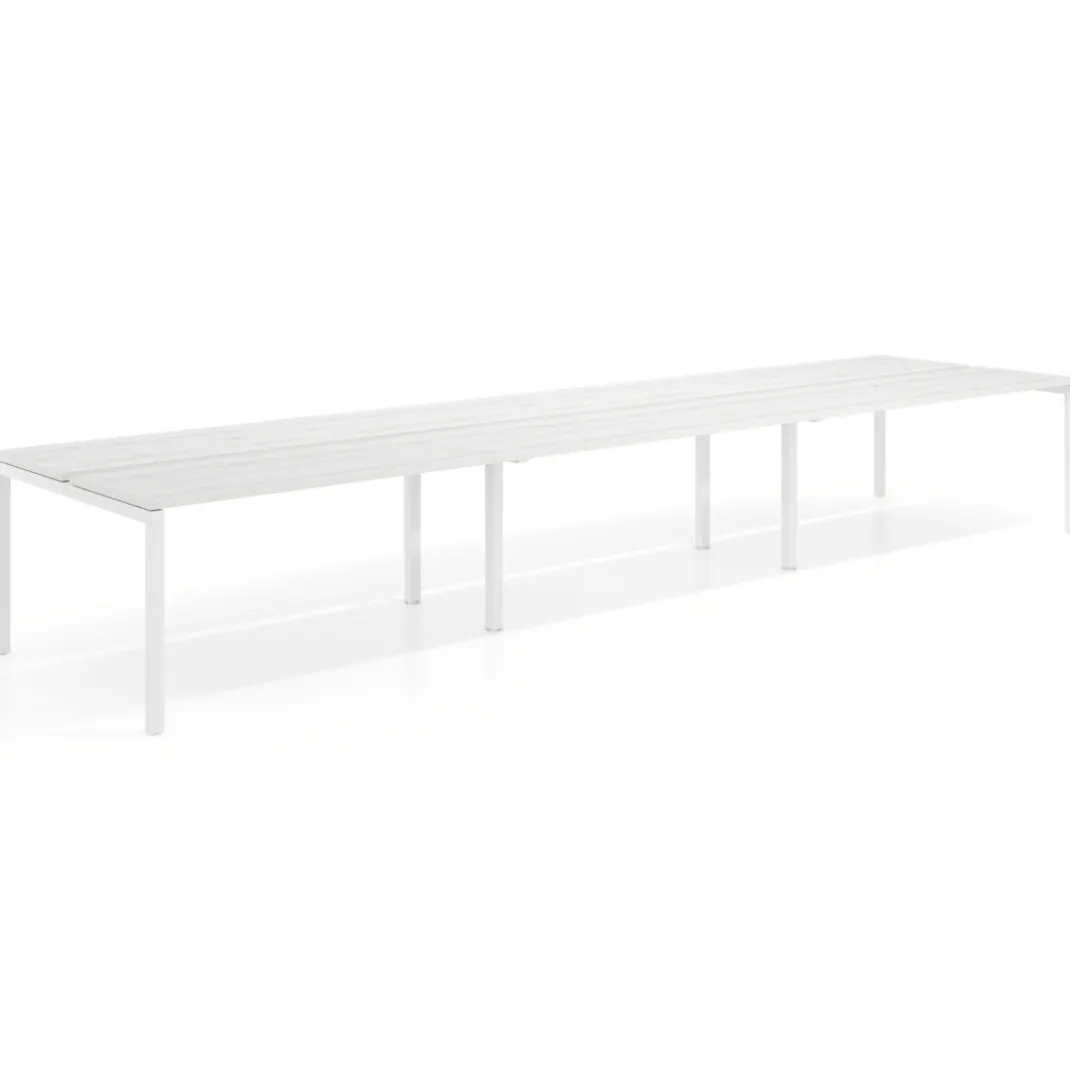 Mesa oficina multipuesto bench triple Kube, fondo 126 cm, estructura blanco