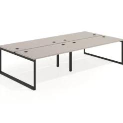 Mesa oficina multipuesto bench Delta doble, fondo 166cm estructura negra