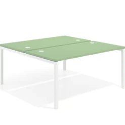 Mesa oficina multipuesto bench Kube fondo 166 cm estructura blanca