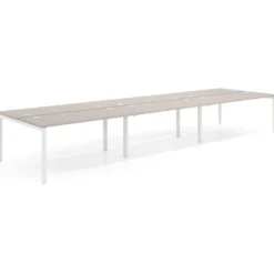 Mesa oficina multipuesto bench triple Kube, fondo 142cm, estructura blanco