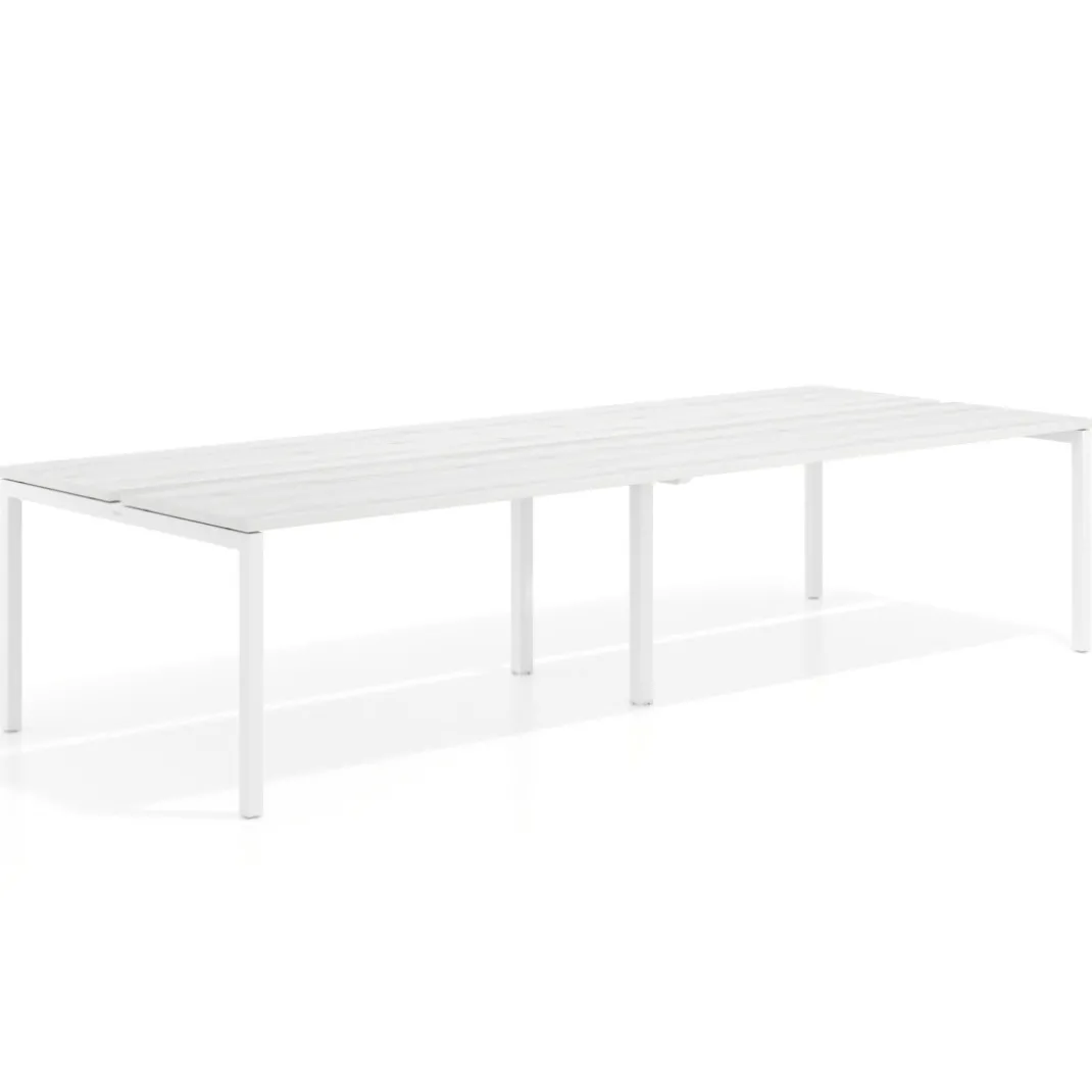 Mesa oficina multipuesto bench doble Kube, fondo 126 cm, estructura blanco