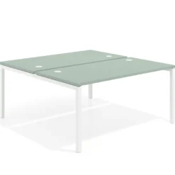 Mesa oficina multipuesto bench Kube fondo 166 cm estructura blanca
