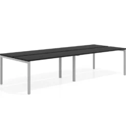Mesa oficina multipuesto bench doble Kube, fondo 126 cm, estructura aluminio