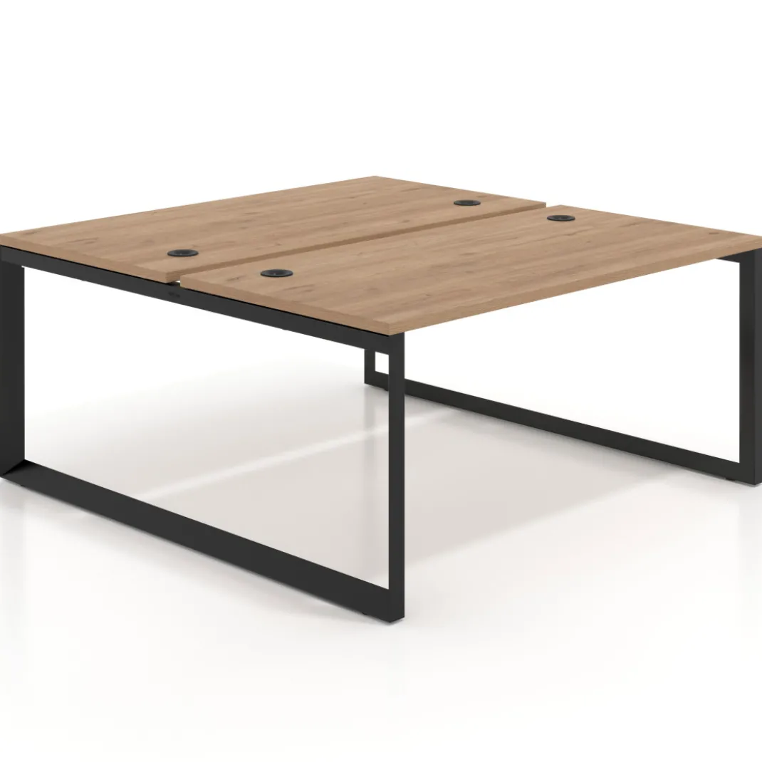 Mesa oficina multipuesto bench Delta fondo 166cm estructura negra