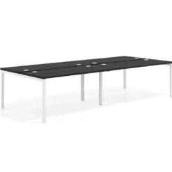 Mesa oficina multipuesto bench doble Kube, fondo 142cm, estructura blanco