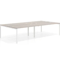 Mesa oficina multipuesto bench Kube doble, fondo 166 cm, estructura blanco