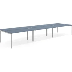 Mesa oficina multipuesto bench triple Kube, fondo 142cm, estructura aluminio