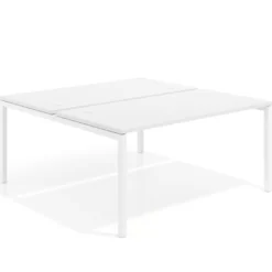 Mesa oficina multipuesto bench Kube fondo 166 cm estructura blanca