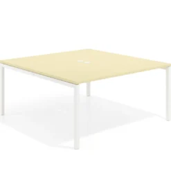 Mesa para coworking encimera continua fondo 166 cm estructura blanco