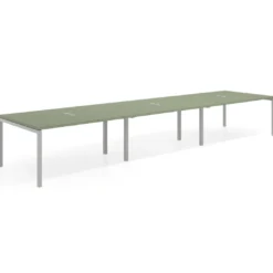 Mesa para coworking encimera continua triple Kube, fondo 126 cm, estructura aluminio