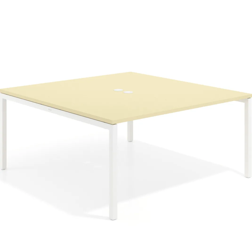 Mesa para coworking encimera continua fondo 166 cm estructura blanco