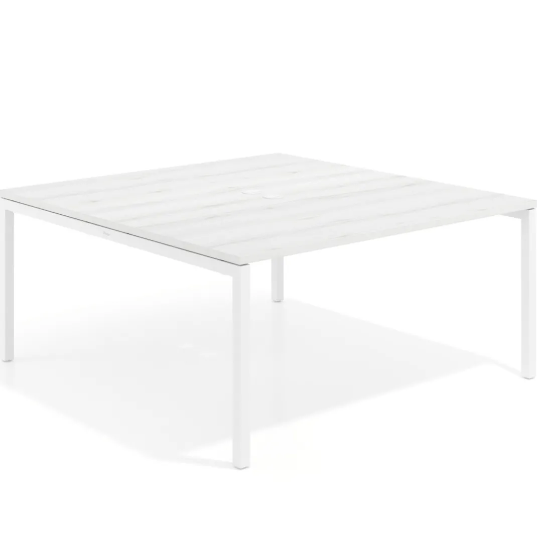 Mesa para coworking encimera continua fondo 166 cm estructura blanco