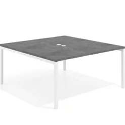 Mesa para coworking encimera continua fondo 166 cm estructura blanco