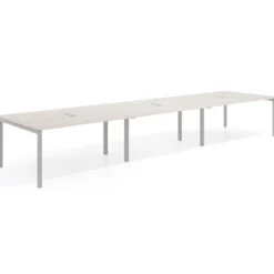 Mesa para coworking encimera continua triple Kube, fondo 126 cm, estructura aluminio