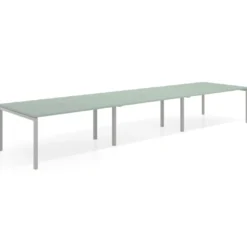 Mesa para coworking encimera continua triple Kube, fondo 126 cm, estructura aluminio