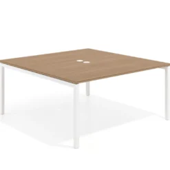 Mesa para coworking encimera continua fondo 166 cm estructura blanco