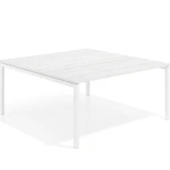 Mesa para coworking encimera continua fondo 166 cm estructura blanco