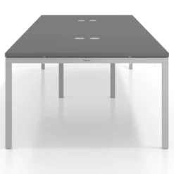 Mesa para coworking encimera continua doble Kube, fondo 126 cm, estructura aluminio