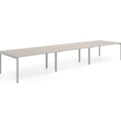 Mesa para coworking encimera continua triple Kube, fondo 126 cm, estructura aluminio