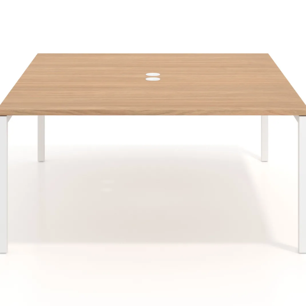 Mesa para coworking encimera continua fondo 166 cm estructura blanco