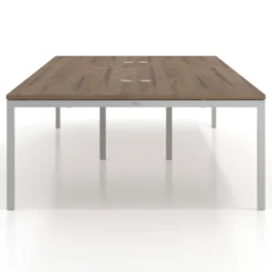 Mesa para coworking Kube doble, encimera continua fondo 166 cm, estructura aluminio