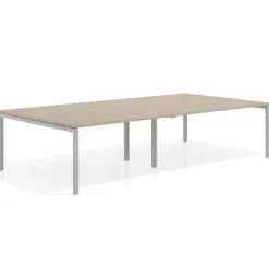 Mesa para coworking Kube doble, encimera continua fondo 166 cm, estructura aluminio