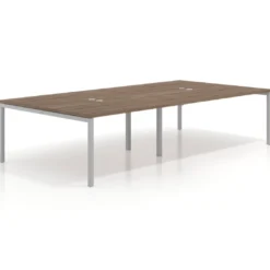 Mesa para coworking Kube doble, encimera continua fondo 166 cm, estructura aluminio