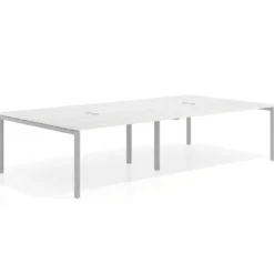 Mesa para coworking Kube doble, encimera continua fondo 166 cm, estructura aluminio