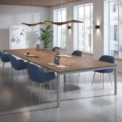 Mesa para coworking Kube triple, encimera continua fondo 166 cm, estructura aluminio