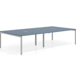 Mesa para coworking Kube doble, encimera continua fondo 166 cm, estructura aluminio